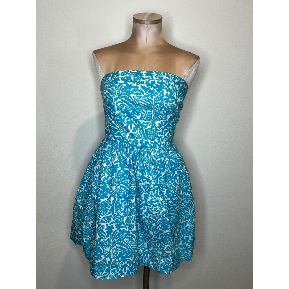 Lilly Pulitzer Blue Tube Strapless Mini Dress Sz M - Picture 10 of 14